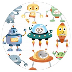 Vector-set-funny-robots-cartoon Round Trivet