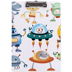 Vector-set-funny-robots-cartoon A4 Clipboard