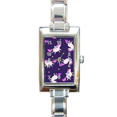 Fantasy-fat-unicorn-horse-pattern-fabric-design Rectangle Italian Charm Watch by Jancukart