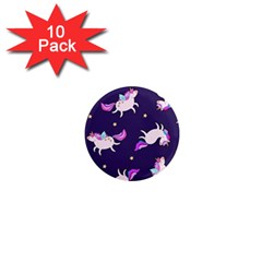 Fantasy-fat-unicorn-horse-pattern-fabric-design 1  Mini Magnet (10 Pack)  by Jancukart