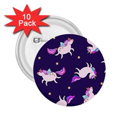 Fantasy-fat-unicorn-horse-pattern-fabric-design 2 25  Buttons (10 Pack)  by Jancukart