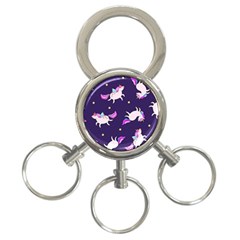 Fantasy-fat-unicorn-horse-pattern-fabric-design 3-ring Key Chain