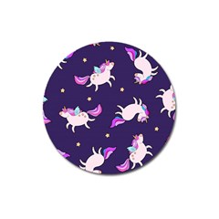 Fantasy-fat-unicorn-horse-pattern-fabric-design Magnet 3  (round) by Jancukart