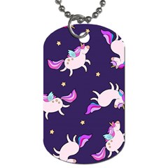 Fantasy-fat-unicorn-horse-pattern-fabric-design Dog Tag (one Side) by Jancukart