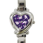 Fantasy-fat-unicorn-horse-pattern-fabric-design Heart Italian Charm Watch Front