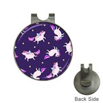 Fantasy-fat-unicorn-horse-pattern-fabric-design Hat Clips with Golf Markers Front