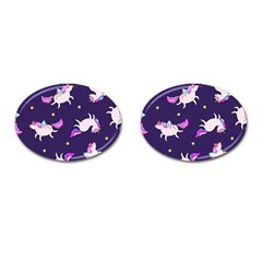 Fantasy-fat-unicorn-horse-pattern-fabric-design Cufflinks (oval)