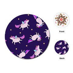 Fantasy-fat-unicorn-horse-pattern-fabric-design Playing Cards Single Design (round) by Jancukart