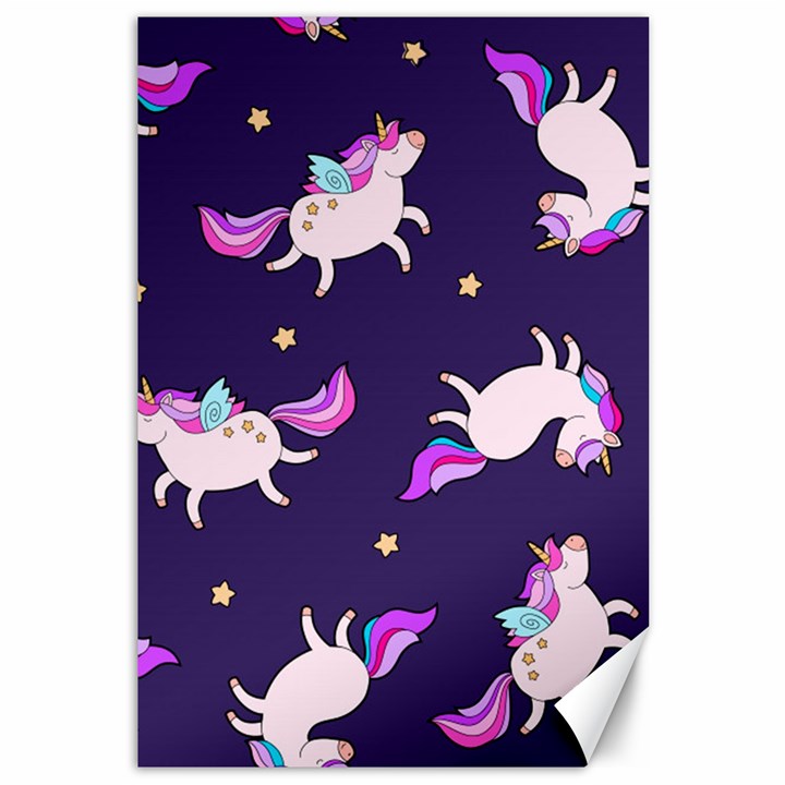 Fantasy-fat-unicorn-horse-pattern-fabric-design Canvas 12  x 18 