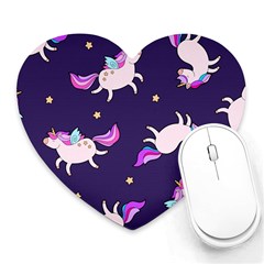 Fantasy-fat-unicorn-horse-pattern-fabric-design Heart Mousepads by Jancukart