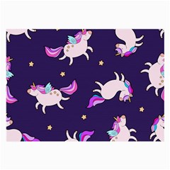 Fantasy-fat-unicorn-horse-pattern-fabric-design Large Glasses Cloth (2 Sides)