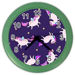 Fantasy-fat-unicorn-horse-pattern-fabric-design Color Wall Clock