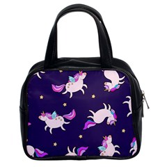 Fantasy-fat-unicorn-horse-pattern-fabric-design Classic Handbag (two Sides)