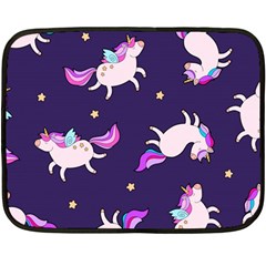 Fantasy-fat-unicorn-horse-pattern-fabric-design Double Sided Fleece Blanket (mini)  by Jancukart