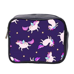 Fantasy-fat-unicorn-horse-pattern-fabric-design Mini Toiletries Bag (two Sides)