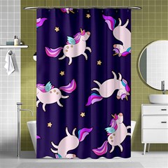 Fantasy-fat-unicorn-horse-pattern-fabric-design Shower Curtain 48  X 72  (small) 