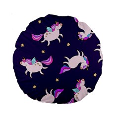 Fantasy-fat-unicorn-horse-pattern-fabric-design Standard 15  Premium Round Cushions