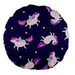 Fantasy-fat-unicorn-horse-pattern-fabric-design Large 18  Premium Round Cushions Back