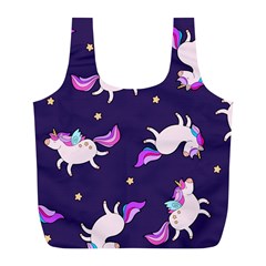 Fantasy-fat-unicorn-horse-pattern-fabric-design Full Print Recycle Bag (l) by Jancukart