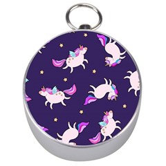 Fantasy-fat-unicorn-horse-pattern-fabric-design Silver Compasses