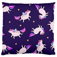 Fantasy-fat-unicorn-horse-pattern-fabric-design Large Flano Cushion Case (one Side)