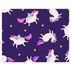 Fantasy-fat-unicorn-horse-pattern-fabric-design Double Sided Flano Blanket (medium)  by Jancukart