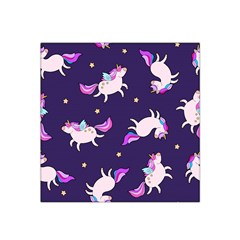 Fantasy-fat-unicorn-horse-pattern-fabric-design Satin Bandana Scarf 22  X 22 