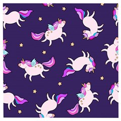 Fantasy-fat-unicorn-horse-pattern-fabric-design Wooden Puzzle Square by Jancukart