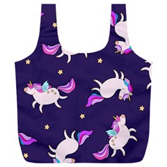 Fantasy-fat-unicorn-horse-pattern-fabric-design Full Print Recycle Bag (xxxl) by Jancukart