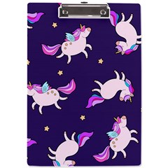 Fantasy-fat-unicorn-horse-pattern-fabric-design A4 Clipboard by Jancukart