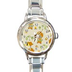 Seamless-pattern-vector-with-funny-boy-scout-scout-day-background Round Italian Charm Watch Front