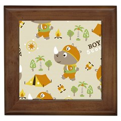 Seamless-pattern-vector-with-funny-boy-scout-scout-day-background Framed Tile