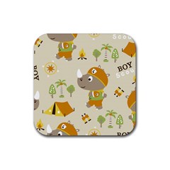 Seamless-pattern-vector-with-funny-boy-scout-scout-day-background Rubber Coaster (square) by Jancukart