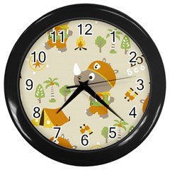 Seamless-pattern-vector-with-funny-boy-scout-scout-day-background Wall Clock (black) by Jancukart