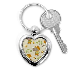 Seamless-pattern-vector-with-funny-boy-scout-scout-day-background Key Chain (heart)