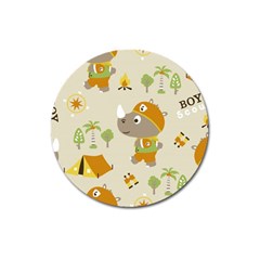 Seamless-pattern-vector-with-funny-boy-scout-scout-day-background Magnet 3  (round) by Jancukart