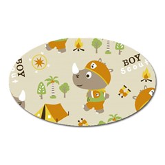 Seamless-pattern-vector-with-funny-boy-scout-scout-day-background Oval Magnet by Jancukart