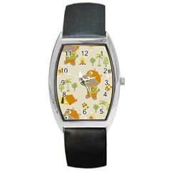 Seamless-pattern-vector-with-funny-boy-scout-scout-day-background Barrel Style Metal Watch by Jancukart