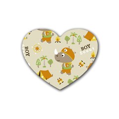 Seamless-pattern-vector-with-funny-boy-scout-scout-day-background Rubber Coaster (heart) by Jancukart