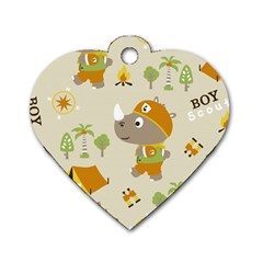 Seamless-pattern-vector-with-funny-boy-scout-scout-day-background Dog Tag Heart (two Sides) by Jancukart