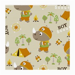 Seamless-pattern-vector-with-funny-boy-scout-scout-day-background Medium Glasses Cloth by Jancukart