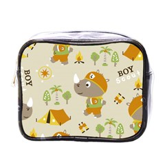 Seamless-pattern-vector-with-funny-boy-scout-scout-day-background Mini Toiletries Bag (one Side)