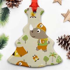 Seamless-pattern-vector-with-funny-boy-scout-scout-day-background Christmas Tree Ornament (two Sides)