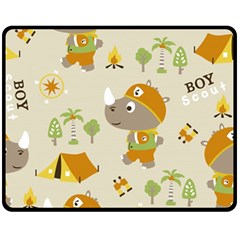 Seamless-pattern-vector-with-funny-boy-scout-scout-day-background Double Sided Fleece Blanket (medium)  by Jancukart