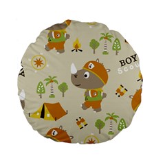 Seamless-pattern-vector-with-funny-boy-scout-scout-day-background Standard 15  Premium Flano Round Cushions by Jancukart