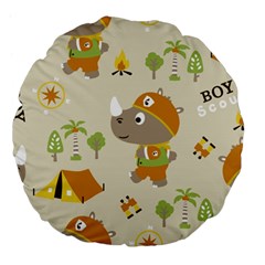 Seamless-pattern-vector-with-funny-boy-scout-scout-day-background Large 18  Premium Flano Round Cushions