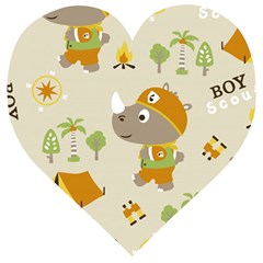 Seamless-pattern-vector-with-funny-boy-scout-scout-day-background Wooden Puzzle Heart by Jancukart