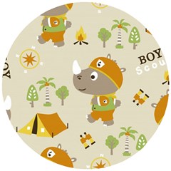 Seamless-pattern-vector-with-funny-boy-scout-scout-day-background Wooden Puzzle Round by Jancukart