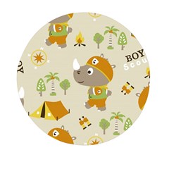 Seamless-pattern-vector-with-funny-boy-scout-scout-day-background Mini Round Pill Box (pack Of 5)