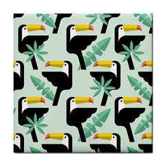 Seamless-tropical-pattern-with-birds Tile Coaster